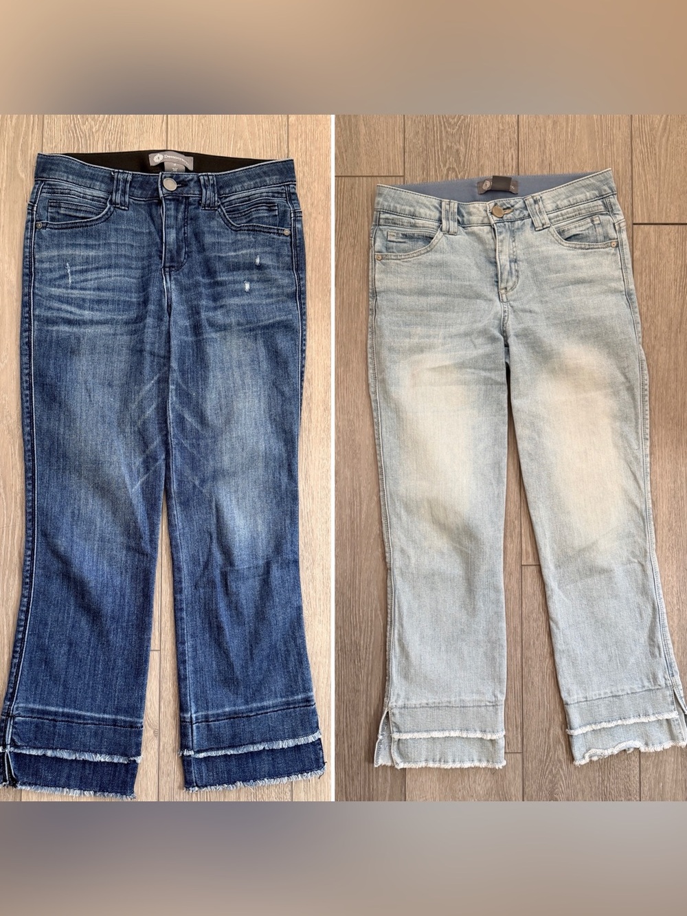 Democracy Women's Blue Denim Flare Jeans with Frayed Hem size 4 for women